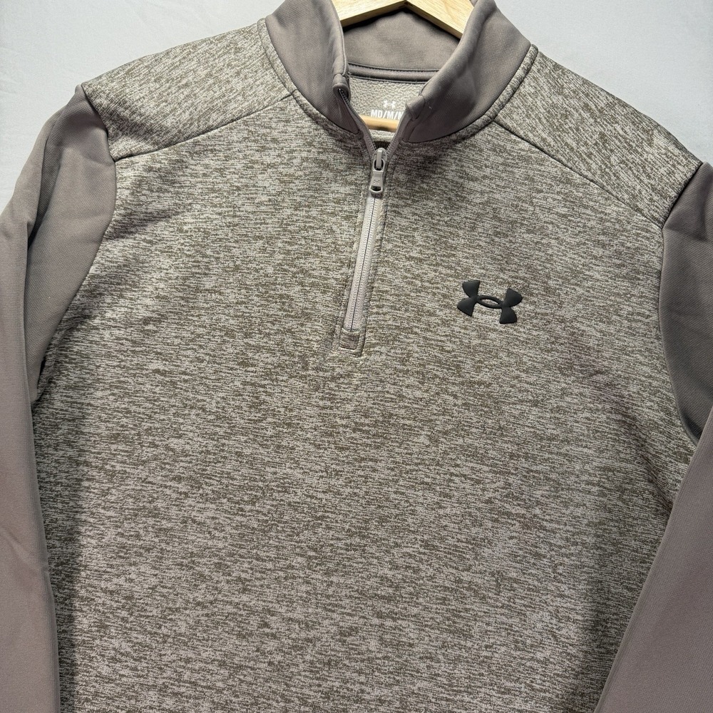 Under Armour Quarter Zip Mens Medium Gray Fleece Twist 1/4 Pullover Sweater